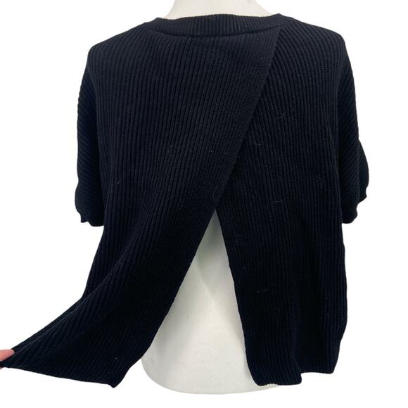 Max‎ Mara Weekend Short Sleeve Sweater Draped Back Knit Black Medium - Picture 5 of 6